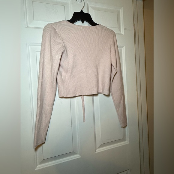 Sincerely Jules Soft Pink Tie Cardigan Cropped Sweater NWT Red Hearts Medium - Picture 7 of 8